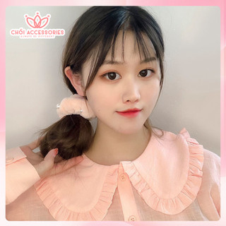 Scrunchies lông, buộc tóc lông đính hạt trai nhân tạo, buộc tóc Chồi accessories cho bạn gái - K437
