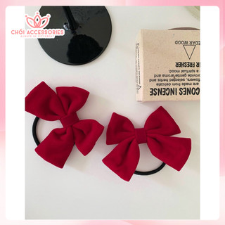 Set 2 dây buộc nơ nhung đỏ thời trang sang chảnh thời trang Chồi accessories - Y254