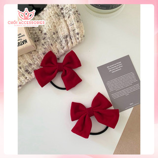 Set 2 dây buộc nơ nhung đỏ thời trang sang chảnh thời trang Chồi accessories - Y254