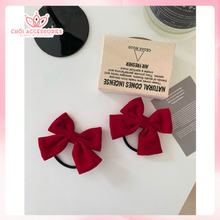 Set 2 dây buộc nơ nhung đỏ thời trang sang chảnh thời trang Chồi accessories - Y254