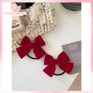 Set 2 dây buộc nơ nhung đỏ thời trang sang chảnh thời trang Chồi accessories - Y254