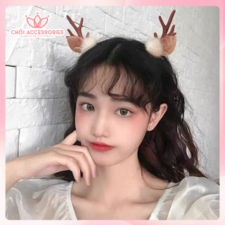 Set 2 kẹp tóc sừng tuần lộc Noel Chồi accessories dành cho bạn nữ phong cách xinh xắn K193