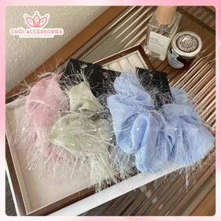 Dây Buộc Tóc Scrunchies Rủ Ánh Nhũ Chồi accessories Phong Cách Hàn Quốc Cho Bạn Gái K160
