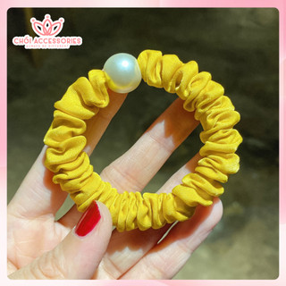 Buộc tóc nữ, buộc tóc scrunchies nhỏ phối hạt trai nhân tạo Chồi accessories K147