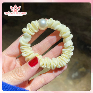 Buộc tóc nữ, buộc tóc scrunchies nhỏ phối hạt trai nhân tạo Chồi accessories K147