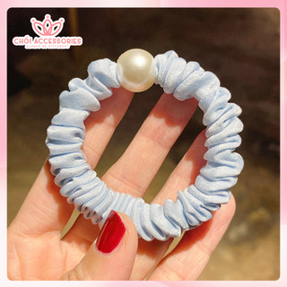 Buộc tóc nữ, buộc tóc scrunchies nhỏ phối hạt trai nhân tạo Chồi accessories K147