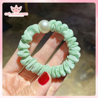 Buộc tóc nữ, buộc tóc scrunchies nhỏ phối hạt trai nhân tạo Chồi accessories K147