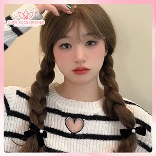 Kẹp tóc nơ nhung đính hạt trai nhân tạo, cài tóc nhung đáng yêu Chồi accessories - Y218