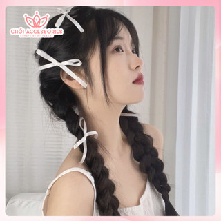 Set 6 Kẹp Tóc Nơ Trắng, nhiều màu chụp kỷ yếu nữ tính đáng yêu Chồi accessories Y216