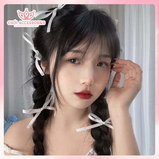 Set 6 Kẹp Tóc Nơ Trắng, nhiều màu chụp kỷ yếu nữ tính đáng yêu Chồi accessories Y216