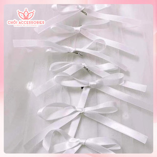 Set 6 Kẹp Tóc Nơ Trắng, nhiều màu chụp kỷ yếu nữ tính đáng yêu Chồi accessories Y216