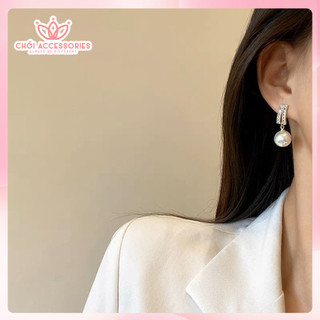 Khuyên tai Lấp Lánh Đính Hạt Trai Chồi accessories Phong Cách Cho Bạn Nữ F01