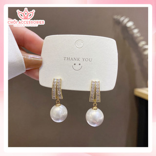 Khuyên tai Lấp Lánh Đính Hạt Trai Chồi accessories Phong Cách Cho Bạn Nữ F01