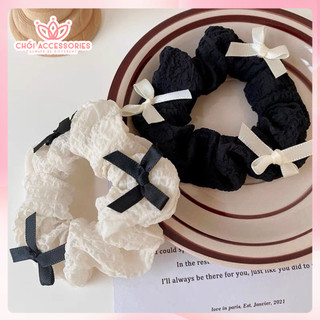 Buộc tóc nơ, scruchies vải xốp bồng bềnh đính nơ xinh xắn đáng yêu Chồi accessories k207
