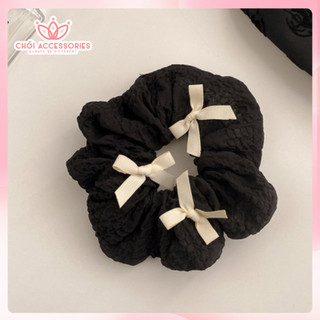 Buộc tóc nơ, scruchies vải xốp bồng bềnh đính nơ xinh xắn đáng yêu Chồi accessories k207