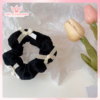 Buộc tóc nơ, scruchies vải xốp bồng bềnh đính nơ xinh xắn đáng yêu Chồi accessories k207
