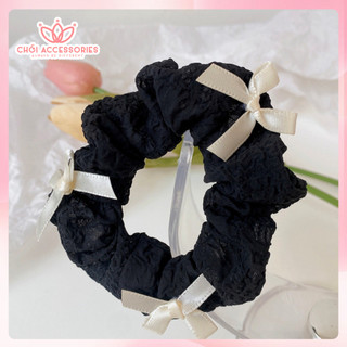 Buộc tóc nơ, scruchies vải xốp bồng bềnh đính nơ xinh xắn đáng yêu Chồi accessories k207