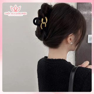 Cặp chéo nhung 13cm, kẹp tóc nhung đen - đỏ  đính charm sang chảnh Chồi accessories cho bạn gái K190