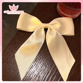 Kẹp tóc nơ lụa đuôi chéo nữ tính đáng yêu, kẹp tóc thời trang Chồi accessories Y008