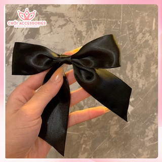 Kẹp tóc nơ lụa đuôi chéo nữ tính đáng yêu, kẹp tóc thời trang Chồi accessories Y008