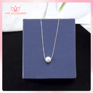 Vòng cổ nữ, dây chuyền cho bạn gái dáng mảnh hợp kim phối hạt trai nhân tạo Chồi accessories - B012