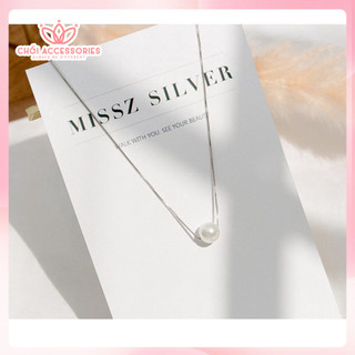 Vòng cổ nữ, dây chuyền cho bạn gái dáng mảnh hợp kim phối hạt trai nhân tạo Chồi accessories - B012