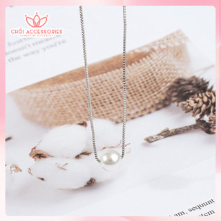 Vòng cổ nữ, dây chuyền cho bạn gái dáng mảnh hợp kim phối hạt trai nhân tạo Chồi accessories - B012