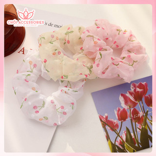 Dây Buộc Tóc Scrunchies Voan Hoa Nhí Chồi accessories Cho Bạn Nữ K059