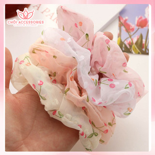 Dây Buộc Tóc Scrunchies Voan Hoa Nhí Chồi accessories Cho Bạn Nữ K059