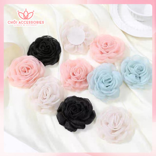 Cài áo nữ, vest hoa hông voan lưới thanh lịch nhiều màu Chồi accessories CA70
