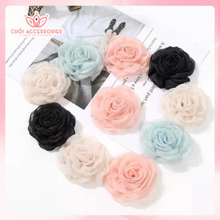 Cài áo nữ, vest hoa hông voan lưới thanh lịch nhiều màu Chồi accessories CA70