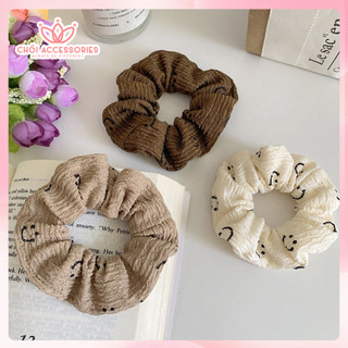 Buộc tóc, scrunchies vải gân hình icon mặt cười nhiều màu thanh lịch Chồi accessories K344