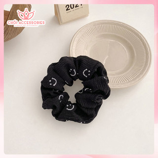 Buộc tóc, scrunchies vải gân hình icon mặt cười nhiều màu thanh lịch Chồi accessories K344