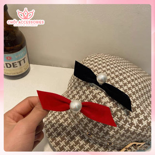 Set 2 kẹp tóc nhung đính hạt trai, kẹp tóc nữ tính đáng yêu Chồi accessories - Y239