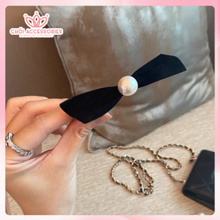 Set 2 kẹp tóc nhung đính hạt trai, kẹp tóc nữ tính đáng yêu Chồi accessories - Y239