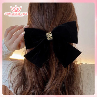 Tổng hợp các mẫu kẹp tóc nơ nhung đen, nơ nhung đỏ Chồi accessories mới nhất Y037