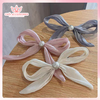 Kẹp tóc nơ voan nhũ lấp lánh phối trai xinh xắn đáng yêu Chồi accessories Y294