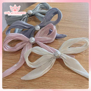 Kẹp tóc nơ voan nhũ lấp lánh phối trai xinh xắn đáng yêu Chồi accessories Y294