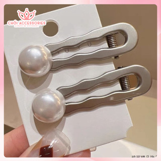 Set 2c Kẹp tóc kim loại đính hạt trai Chồi accessories phong cách hàn quốc cho bạn nữ K214