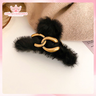 Cặp tóc nữ, kẹp tóc lông phối chữ sang chảnh đáng yêu Chồi accessories K219