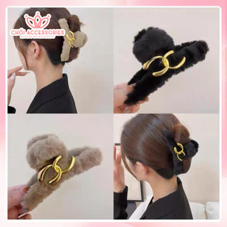 Cặp tóc nữ, kẹp tóc lông phối chữ sang chảnh đáng yêu Chồi accessories K219