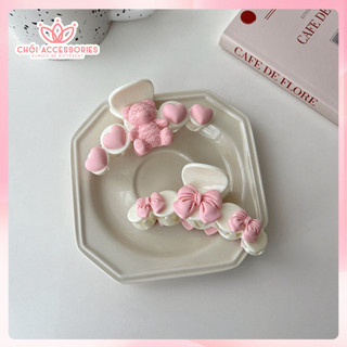 Cặp tóc dài gắn nhiều hình màu hồng Chồi accessories phong cách nữ tính cho bạn nữ K144