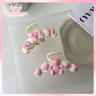 Cặp tóc dài gắn nhiều hình màu hồng Chồi accessories phong cách nữ tính cho bạn nữ K144
