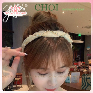 Bờm tóc đá, cài tóc tết đá phối dây voan dáng mảnh Chồi accessories thanh lịch cho bạn nữ Y279