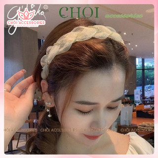 Bờm tóc đá, cài tóc tết đá phối dây voan dáng mảnh Chồi accessories thanh lịch cho bạn nữ Y279