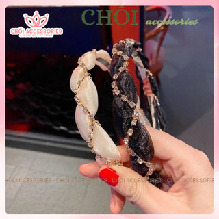 Bờm tóc đá, cài tóc tết đá phối dây voan dáng mảnh Chồi accessories thanh lịch cho bạn nữ Y279