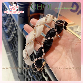 Bờm tóc đá, cài tóc tết đá phối dây voan dáng mảnh Chồi accessories thanh lịch cho bạn nữ Y279