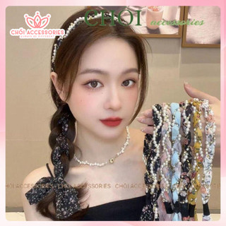 Băng đô tóc tết phối dây đá và sợi trai nhân tạo nhẹ nhàng Chồi accessories phong cách tiểu thư cho bạn nữ Y280