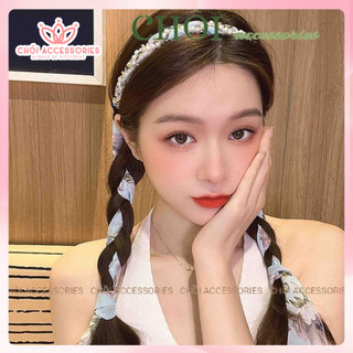 Băng đô tóc tết phối dây đá và sợi trai nhân tạo nhẹ nhàng Chồi accessories phong cách tiểu thư cho bạn nữ Y280