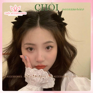 Set 2c kẹp tóc mái nơ nhung Chồi accessories phong cách đáng yêu cho bạn nữ Y314